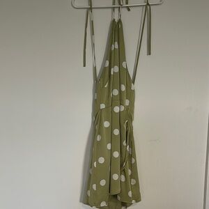 Lulu's Green Polka Dot Backless Dress